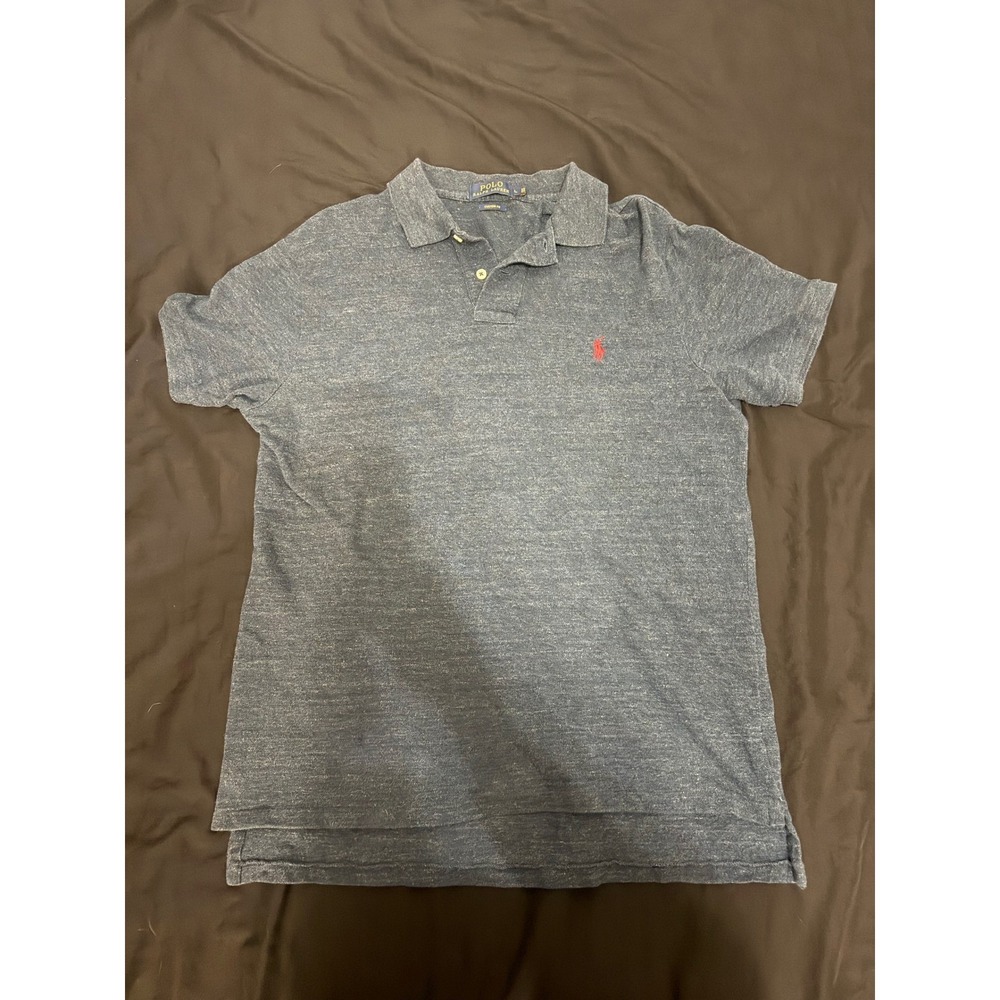 Polo Ralph Lauren Mens Custom Fit Short Sleeve Polo Shirt Blue Heather Large